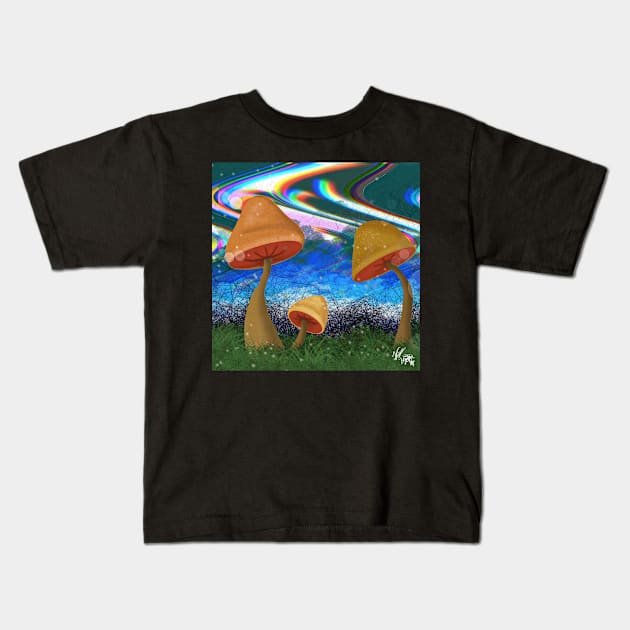 Mushroom Dreams Kids T-Shirt by DreamerArte